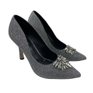 Michael Michael Shannon Metallic Crystal Embellished Pointed Toe Heels Womens 11